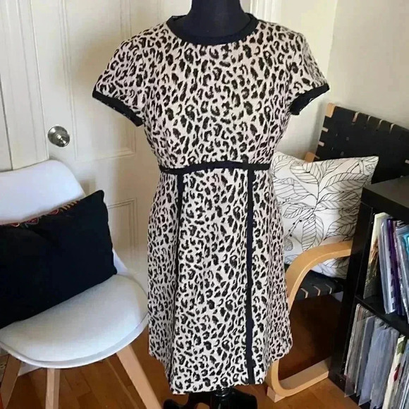 Annette Lepore sparkle leopard print semi shift dress NWT 8 - Picture 1 of 8